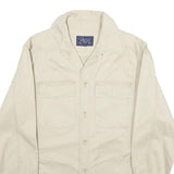 COLONIAL Mens Cream Cotton Button Jacket M Plain Casual Lightweight