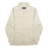 COLONIAL Mens Cream Cotton Button Jacket M Plain Casual Lightweight