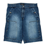 Sean John Double Knee Denim Shorts - 39″ Waist Blue Cotton