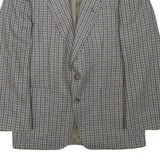 Mens Grey Brown Houndstooth Wool Blend Classic Jacket M Button Closure Tailored