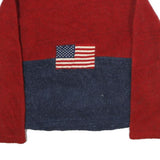 REAL COMFORT Mens Red & Navy Pullover Jumper Crew Neck Polyester M Flag Logo