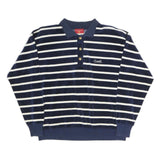 CAROLL Womens Navy & White Striped Patterned Polo Jumper Crew Neck Basic Knit S