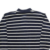 CAROLL Womens Navy & White Striped Patterned Polo Jumper Crew Neck Basic Knit S