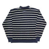 CAROLL Womens Navy & White Striped Patterned Polo Jumper Crew Neck Basic Knit S