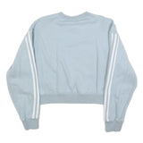 ADIDAS Womens Blue Cropped Crew Neck UK 4 Sweatshirt Three Stripe Design