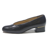 GABOR Womens Black Leather Pump Shoes UK 6 Classic Low Heel Elegant