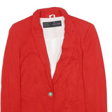 ZARA Womens Red Button Jacket S Viscose Blend Plain Stylish Modern