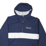 SPORT-TEK Mens Navy & White Pullover Hooded Zip Jacket L Nylon Plain Lightweight