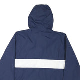 SPORT-TEK Mens Navy & White Pullover Hooded Zip Jacket L Nylon Plain Lightweight