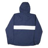 SPORT-TEK Mens Navy & White Pullover Hooded Zip Jacket L Nylon Plain Lightweight