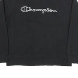 CHAMPION Mens Black Crew Neck Sweatshirt M Cotton Blend Logo Embroidered