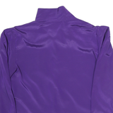 LEEMAR Womens Purple Basic Long Sleeve Collared Blouse M Satin Finish
