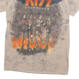 KISS Mens Beige & Grey Destroyer Graphic T-Shirt S Short Sleeve Crew Neck Rock