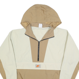 NIKE Mens Beige & Cream Zip Hooded Jacket S Polyester Blend Colourblock