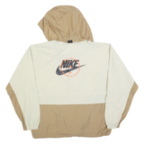 NIKE Mens Beige & Cream Zip Hooded Jacket S Polyester Blend Colourblock