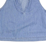 GAP Womens Blue Sleeveless V-Neck Cotton Blend Top L Casual Summer Shirt