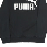 PUMA Womens Black Cotton Blend Sweatshirt Crew Neck S Logo Print Casual