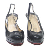 CHRISTIAN LOUBOUTIN Womens Slingback High Heels Leather UK 5.5 Black Elegant