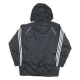 ADIDAS Mens Black White Hooded Zip Jacket L Polyester Blend Track Sports