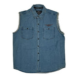 Genuine Motorclothes Harley Davidson Denim Vest - XL Blue Cotton