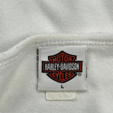 Wild At Heart Harley Davidson Graphic Long Sleeve T-Shirt - Large White Cotton