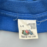 Single Stitch Toronto Blue Jays Fruit Of The Loom Graphic T-Shirt - Large Blue Cotton