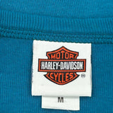 Dragon Graphic Harley Davidson Graphic Long Sleeve T-Shirt - Medium Blue Cotton