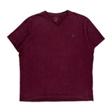 Polo By Ralph Lauren T-Shirt - Large Burgundy Cotton