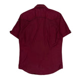 Guess Short Sleeve Shirt - Medium Burgundy Cotton