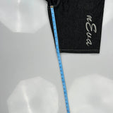 Embroidered Design Nevaran Graphic Denim Shorts - 34W 13L Black Cotton