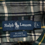 Blake Ralph Lauren Checked Shirt - Large Green Cotton