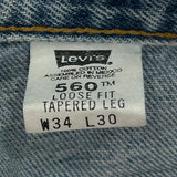 560 Levis Jeans - 34W 30L Light Wash Cotton