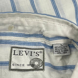 80S/90S Levis Striped Short Sleeve Shirt - Large White Polyester Blend