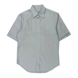 Vintage Armani Short Sleeve Shirt - Medium Blue Cotton