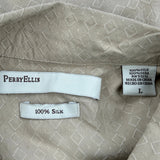 Perry Eliis Short Sleeve Shirt - Large Beige Silk