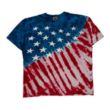 American Flag Design Liquid Blue T-Shirt - Large Blue Cotton