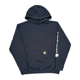 Carhartt Spellout Hoodie - Large Navy Cotton