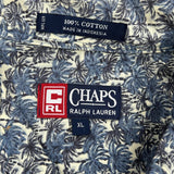 Chaps Ralph Lauren Floral Hawaiian Shirt - XL Blue Cotton