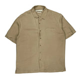 Perry Eliis Short Sleeve Shirt - Large Beige Silk