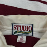 Studio Striped Rugby Shirt - XL Burgundy Cotton