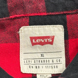Levis Checked Flannel Shirt - XL Black Cotton
