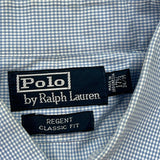 Regent Classic Fit Polo By Ralph Lauren Checked Shirt - XL Blue Cotton