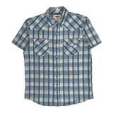 Levis Checked Short Sleeve Shirt - Medium Blue Cotton