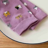 Anyfootwear 5 Pairs Size 5-9 Fashion Socks Thick Warm Cotton Cute Cartoon Cat Animal Ankle Short Casual for Ladies Girls Christmas Gifts Purple