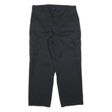 DICKIES Mens Black Cotton Blend Relaxed Straight Trousers W36 L30 Workwear Cargo