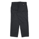 DICKIES Mens Black Cotton Blend Relaxed Straight Trousers W36 L30 Workwear Cargo