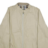 Mens Beige Bomber Jacket M Polyester Blend Plain Zip Closure Casual Outerwear