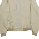 Mens Beige Bomber Jacket M Polyester Blend Plain Zip Closure Casual Outerwear