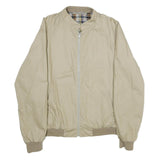 Mens Beige Bomber Jacket M Polyester Blend Plain Zip Closure Casual Outerwear