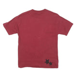 Womens Red Graphic T-Shirt S Short Sleeve Crew Neck Stars Shine